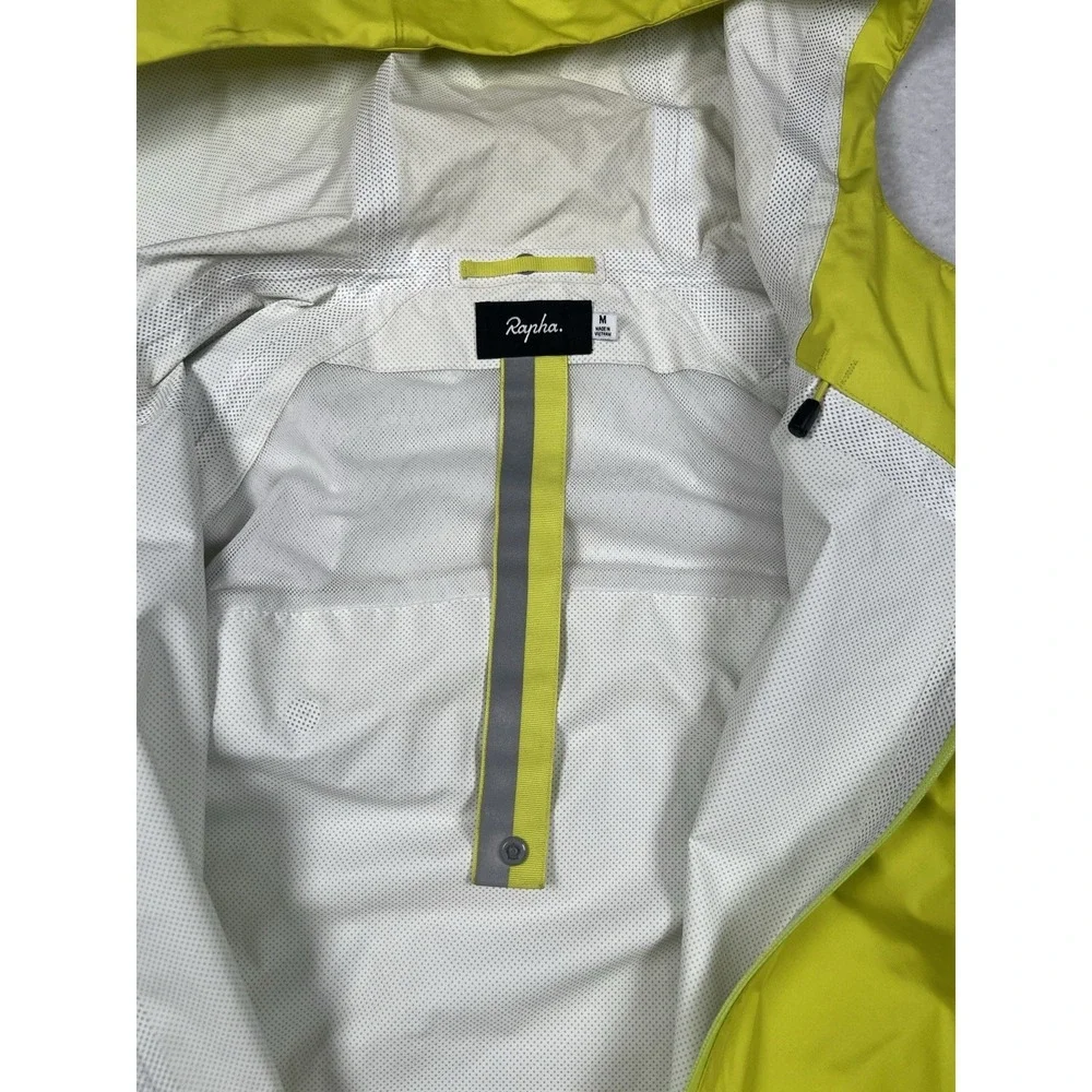 Rapha Commuter Cycling Jacket Yellow Hooded Waterproof Hi Vis Rain Mens - Med